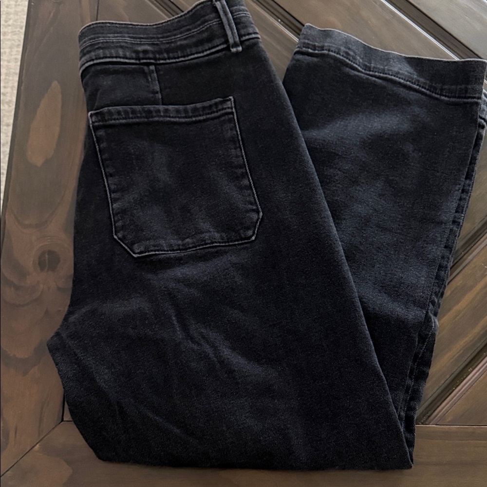 Ann Taylor Washed Black High-Rise Wide Leg Jeans